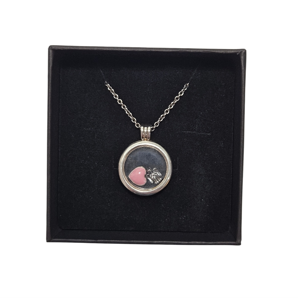Pandora Sterling Silver Floating Locket Necklace with Pink Heart